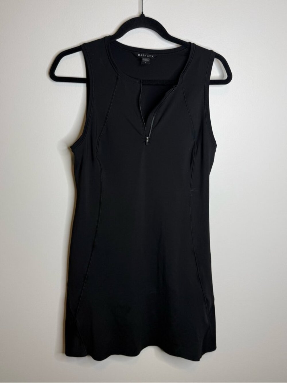 Athleta Black Sleeveless Zip-Front Mini Dress size medium